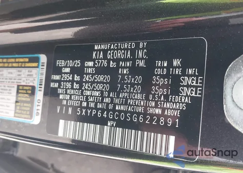 2025 Kia Telluride S z USA, uszkodzony, nr VIN 5XYP64GC0SG622891